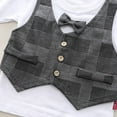 thumbnail image 6 of XBASW Toddler Baby Boys Tuxedo Suits Set Boys Plaid Printed Blazer Coat + T Shirt + Suit Pants Spring Autumn Outfit 6M-5T, 6 of 10