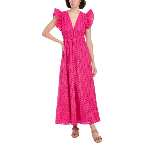 Sail to Sable womens  V-Neck Flutter Sleeve Maxi Dress, xs, Pink