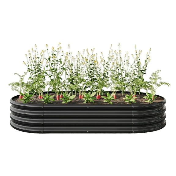 BARONAGE 70.86 x 35.43 x 11.42 Inches Rised Garden Bed Outdoor, Oval Large Metal Raised Planter Bed, Black
