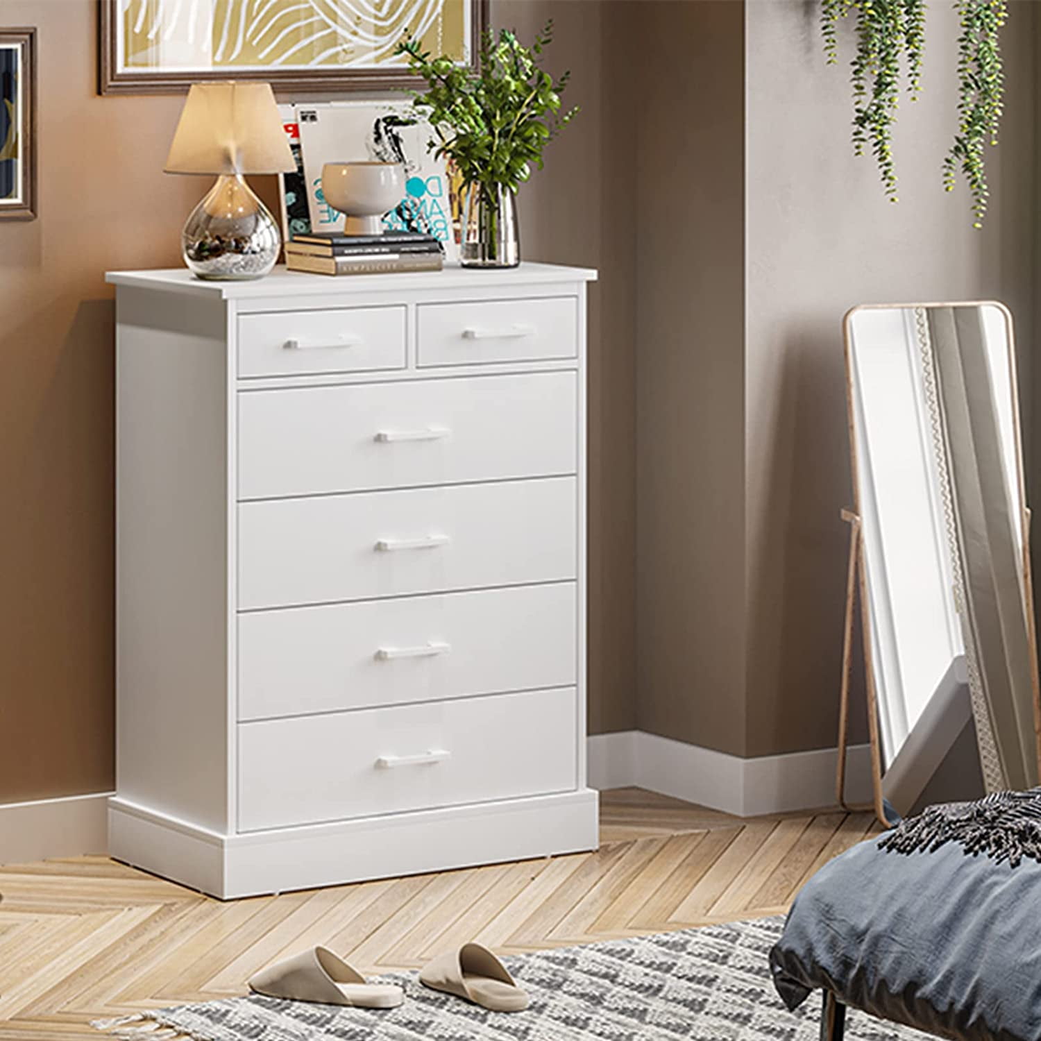 Wooden Dresser Chest Bedroom Drawer Storage Furniture Organizer 6 Drawers White 