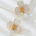thumbnail image 3 of Women's Floral Pearl - Drop Earrings - White, 3 of 4