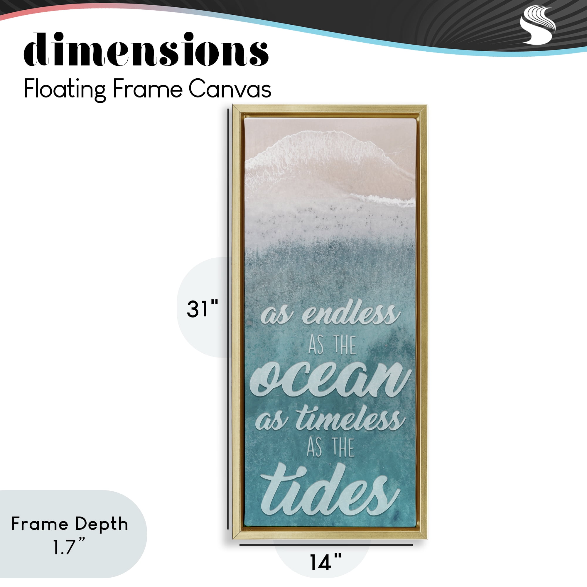 Stupell Industries Endless Ocean Timeless Tides Gold Framed Floater Canvas Wall Art, design by Marcus Prime