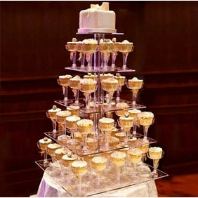 Diagonal Cupcake Stand 3 Tier Large Square Real Crystal And