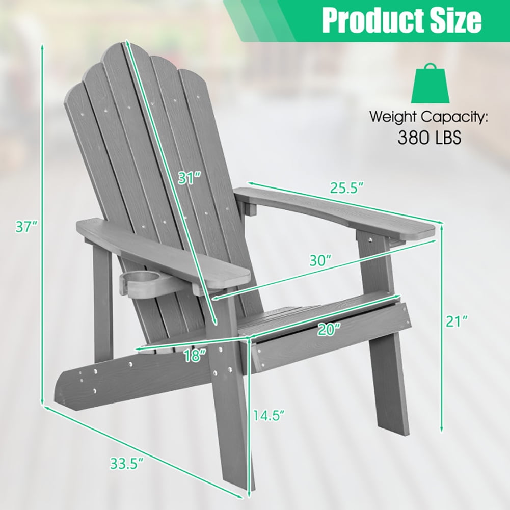 Aimee Lii Weather Resistant Outdoor Chair with Cup Holder, Outdoor Patio Furniture, Gray