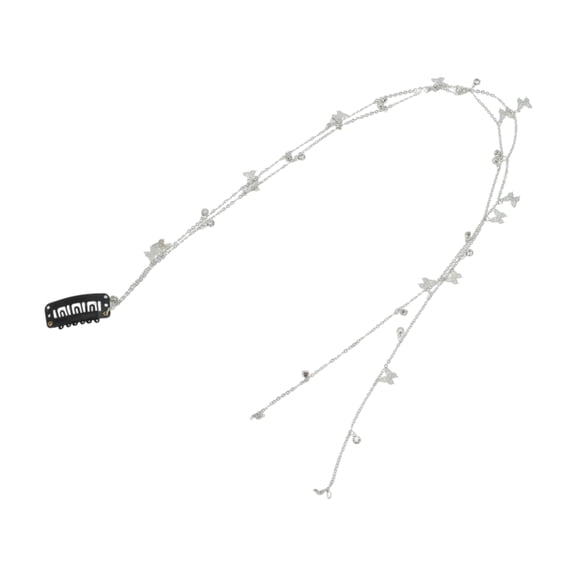 Unique Bargains 1 Pc Braided Hair Chain Butterfly Rhinestone Braid Hair Accessories for Women Silver Tone