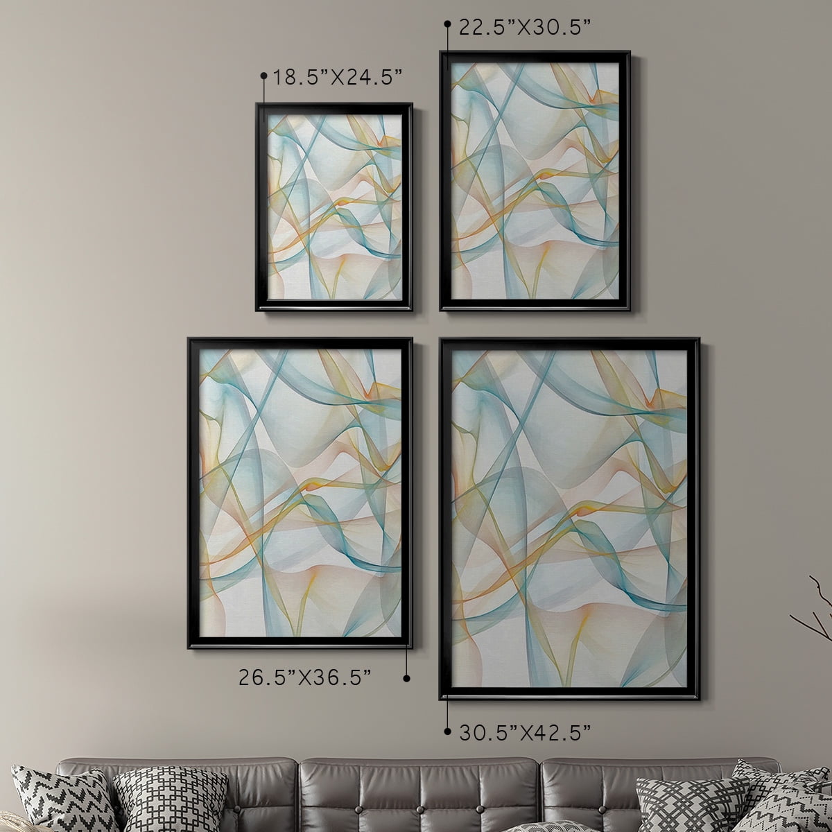 Curves and Waves IV Premium Framed Print, in Gold, Black, or Silver - Ready to Hang