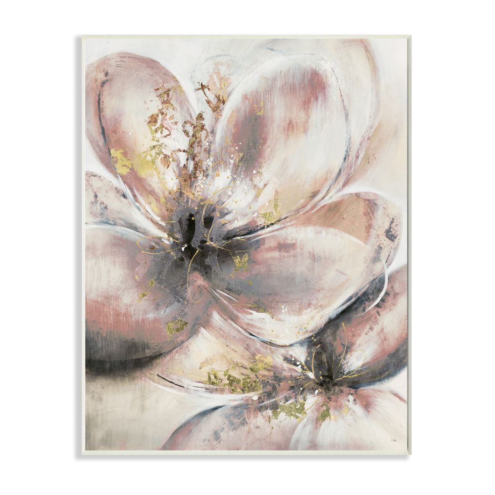 Stupell Industries Glam Pink Beige Flower Petals Floral Gold Painting ...