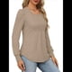 thumbnail image 4 of Blusas Tipo Túnica de Larga Abullonada para Mujer, con Cuello Redondo Plisado, Elegantes, Informales, Holgadas, para Invierno y . Caqui XXL, 4 of 6