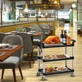 thumbnail image 6 of Lumiparty 3 Tier Service Utility Cart, Rolling Utility/Push Cart with Brake Wheel, Heavy Duty Food Service Cart, for Office, Warehouse, Restaurant, 360 lbs Capacity, Black, 6 of 7