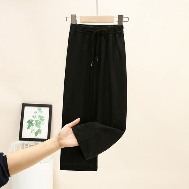 YUNAFFT Kids Wide Leg Straight Pants Cooling Ice Silk Draped Casual Solid Color Spring Summer 2-14Y