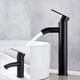 thumbnail image 2 of Grifo de lavabo de acero inoxidable, grifo de lavabo de mesa negro estilo grifo caliente y frío, grifo de lavabo de baño, 2 of 6