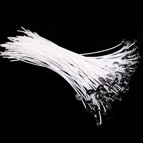 100-Pack Waxed Candle Wicks with Sustainers for 12cm Long DIY Candle Making and Home LED Light