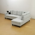 thumbnail image 3 of Hommoo Couch Sofa Set, Modern L-Shaped Sofa for Living Room, Flannel Sectional Sofa Set for Apartment, Off-White(Without Ottoman), 3 of 8