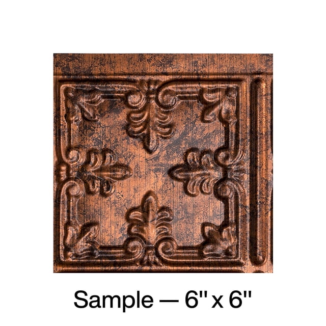 FASÄDE Traditional Style 10 Decorative Vinyl Backsplash Panel in Moonstone Copper (6X6 Inch Sample)
