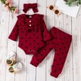 thumbnail image 3 of URMAGIC Newborn Baby Girl Clothes Infant Ruffle Sleeve Top Romper + Pants + Headband 3 PCS Outfits Set 0-12 Months, 3 of 12