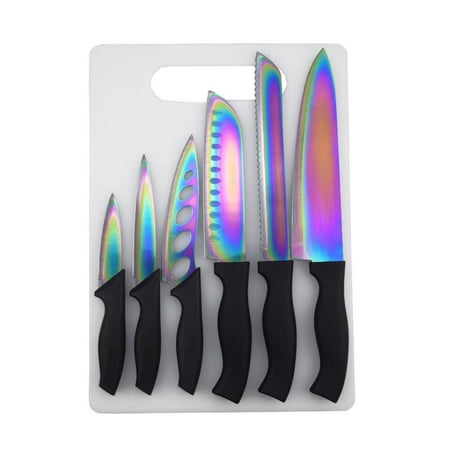 Elegantoss 7pcs Kitchen Colored Knife Set , 6 Stainless Steel Rainbow