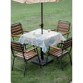 thumbnail image 4 of Outdoor Tablecloths with Umbrella Hole & Zipper, Blue Seahorse Coastal 54x54 Inch Square Tablecloths, Summer Beach Nautical Ocean Coral Waterproof Table Cloth, Patio/Pool/Picnic Table Covers, 4 of 8