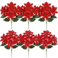 thumbnail image 4 of Poinsettia Flowers,Artificial Poinsettia Flowers,Flores De Navidad,Fake Poinsettias,Christmas Decorations For Christmas Tree Party Porch Garden Indoor Outdoor,1 Pc,12.99In, 4 of 7
