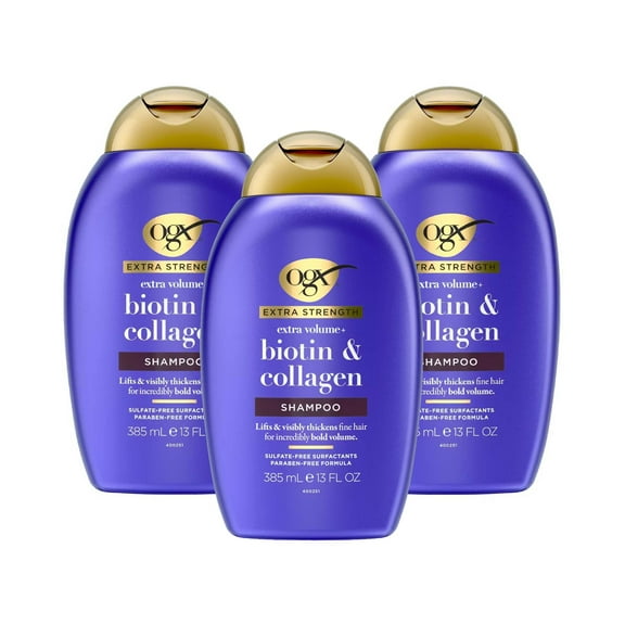 Ogx Shampoo Biotin & Collagen Extra Strength 13oz (Pack of 3)