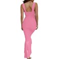 thumbnail image 2 of Lamuusaa Women Sleeveless  Dress Fishtail Hem V Neck Cutout Ruched Dress forBeach Club Streetwear, 2 of 8