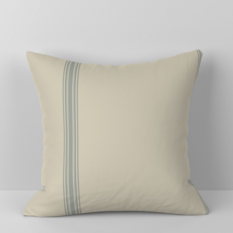 Linen Lumbar Pillow - Charcoal Stripe