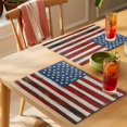 thumbnail image 4 of Farmhouse American Flag Placemats Set of 8 Blue Red USA Flag Vintage Place Mats Indoor Wipeable Table Mats Washable Cloth Dining Table Placemats for Kitchen Holiday Party Home Decor 13x19 Inch, 4 of 9