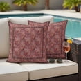 thumbnail image 4 of Pack of 2 Red Boho Outdoor Pillow Covers Decorative, Waterproof Pillow Protector, Vintage Ethnic Tribe Abstract Art Floral Throw Pillowcases Accent Cushion Cases for Patio Couch Sofa 16"x16", 4 of 8