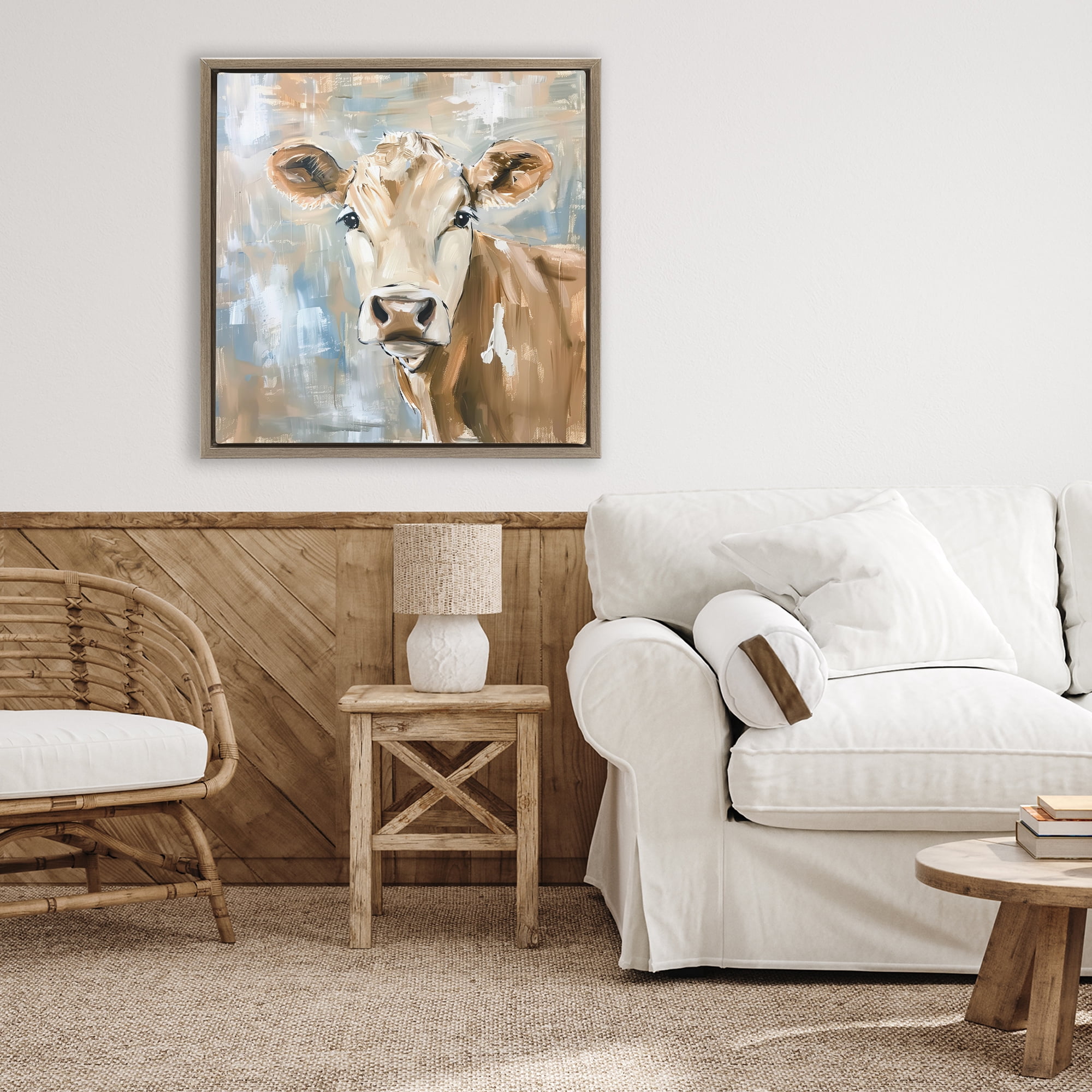 Stupell Industries The Brown Cow Abstract Brown Framed Floater Canvas Wall Art, design by Tina LeCour
