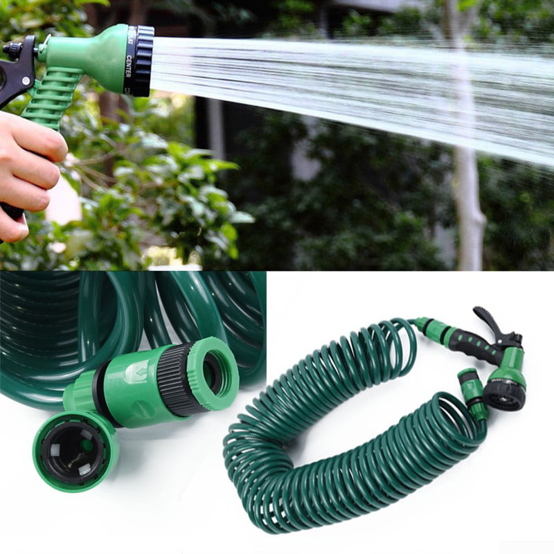 Details about   Flat 50ft Garden Hose Reel & Pipe Outdoor with Spray Nozzle Gun Plants Watering
