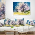 thumbnail image 4 of Designart Blooming Cherry Tree Blue - Watercolor Floral Throw Pillow - 12x20, 4 of 5