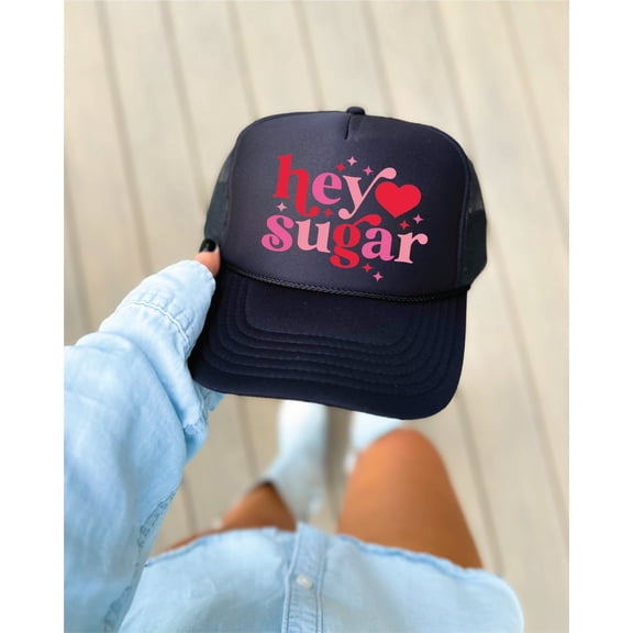 Southern Attitude Designs- Hey Sugar Black Unisex Foam Trucker Hat