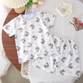 thumbnail image 2 of WUANDIXFA Birthday Pajamas Toddler 1-10 Years Toddler Breathable Short Sleeved Loungewear Girls Cute Cartoon Pattern Pajama Set,Blue,4-5 Years, 2 of 4