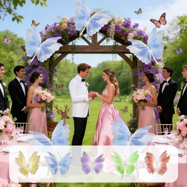 Calcomanías de plástico para ventanas en forma de mariposa - 35x30 cm Amarillo, azul, morado, verde, naranja para decoración de bodas, fiestas y jardines exteriores