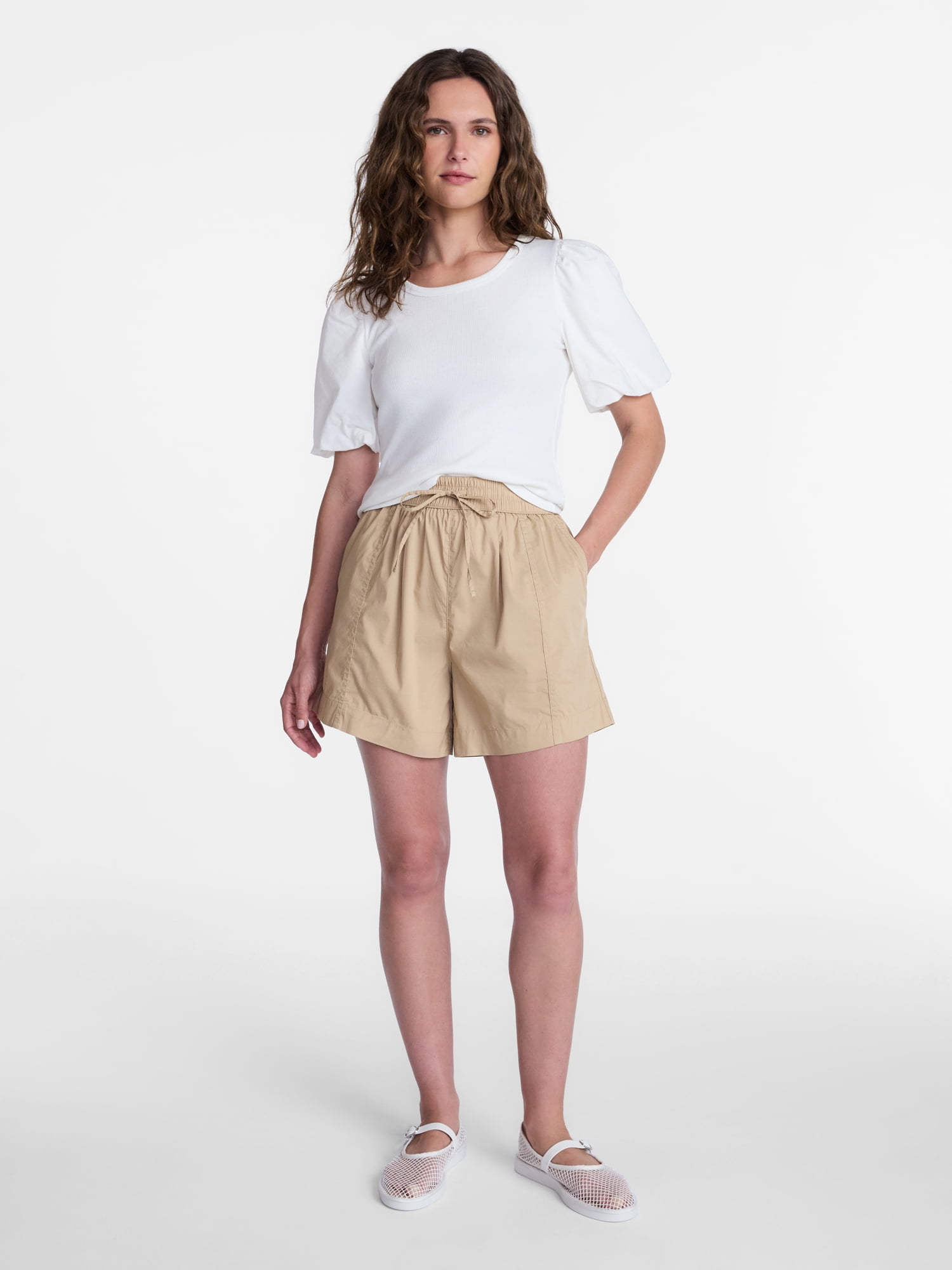 Time and Tru Women's Poplin Shorts, Sizes XS-XXXL