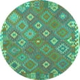 thumbnail image 1 of Ahgly Company Indoor Round Southwestern Turquoise Blue Country Area Rugs, 4' Round, 1 of 4