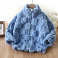 thumbnail image 2 of HCNTES Boys Girls Fuzzy Winter Coats Plaid Color Block Zip Up Stand Jackets Warm Outwear Coats for 1 To 12 Years,Sizes 11-12 Years, 2 of 4