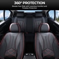 thumbnail image 3 of FLORICH Full Set Leather Car Seat Covers, Waterproof Front and Rear Seat Covers for Cars, Automotive Seat Protector Fit for Most Car SUV Truck, Black & Red Line, 3 of 10