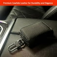 thumbnail image 3 of Luckybay Leather Car Key Case Holder – Compact Zippered Auto Key Fob Protector Pouch for Smart & Folding Keys, Coins – Keychain Wallet for Men & Women (Black), 3 of 8