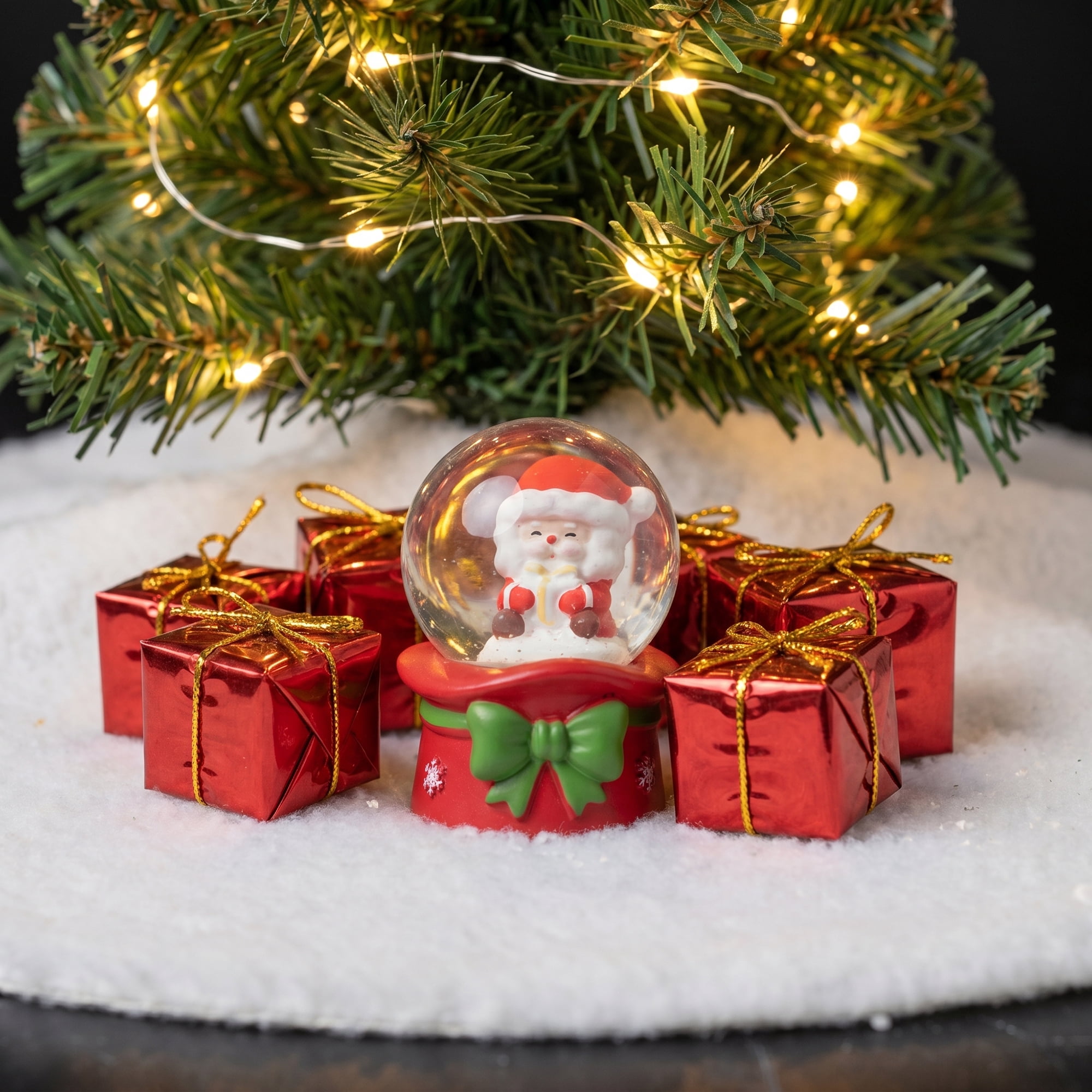 Unique Bargains Light Up Crystal Ball LED Glitter Snow Globe Red H 1.8" x 1.8" x 2.7"