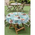 thumbnail image 3 of Outdoor Tablecloth with Umbrella Hole and Zipper, Teal Blue Christmas Round Table Cloth 60 Inch Waterproof Tablecloth, Santa Xmas Tree Snowflake Winter Picnic Table Cover for Patio Camping, 3 of 7