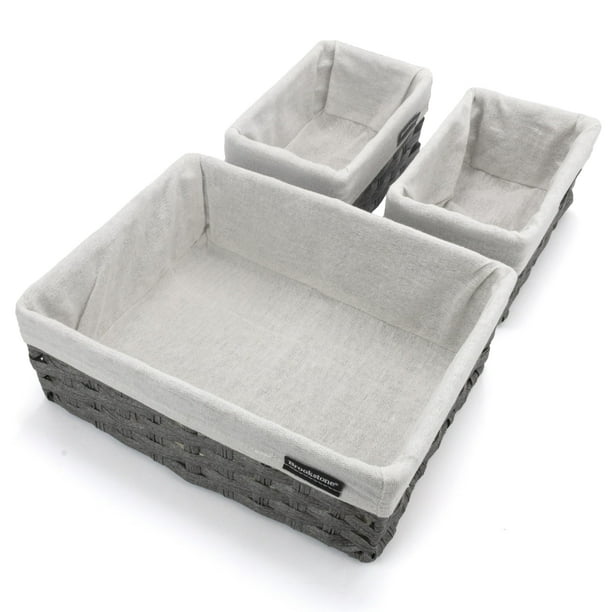 Juego de cestas de almacenamiento Brookstone de mimbre, 3 piezas, estilo bohemio