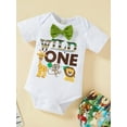 thumbnail image 3 of Zehjuhan Baby Kid's 1st Birthday Outfits, Infant Boy "Wild One" Print Romper Bodysuit & Shorts Set, Cake Smash Party Clothes, 3 of 7