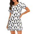 thumbnail image 1 of Disketp Lovely Penguin para Camisón Corto de Manga Corta para Mujeres, Camisón Cómodo con Escote Redondo, Bonito y Confortable, 1 of 6