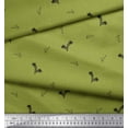 thumbnail image 2 of Soimoi Green Rayon Crepe Fabric Black Sketch Feather & Dots Printed Fabric 1 Yard 46 Inch Wide, 2 of 3
