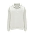 thumbnail image 6 of TKLPEHG Sweatshirt for Women Zipper Lapel Sweatshirt Tops Long Sleeve Fashion Casual Lightweight Loose Classic Solid Color Pullover (White,XL), 6 of 6