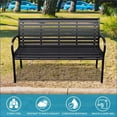 thumbnail image 3 of Patio Bench 45.7in WPC & Steel Outdoor Seating | Black | Slat Back, 3 of 8