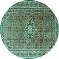 thumbnail image 1 of Ahgly Company Machine Washable Indoor Round Persian Turquoise Blue Traditional Area Rugs, 7' Round, 1 of 4