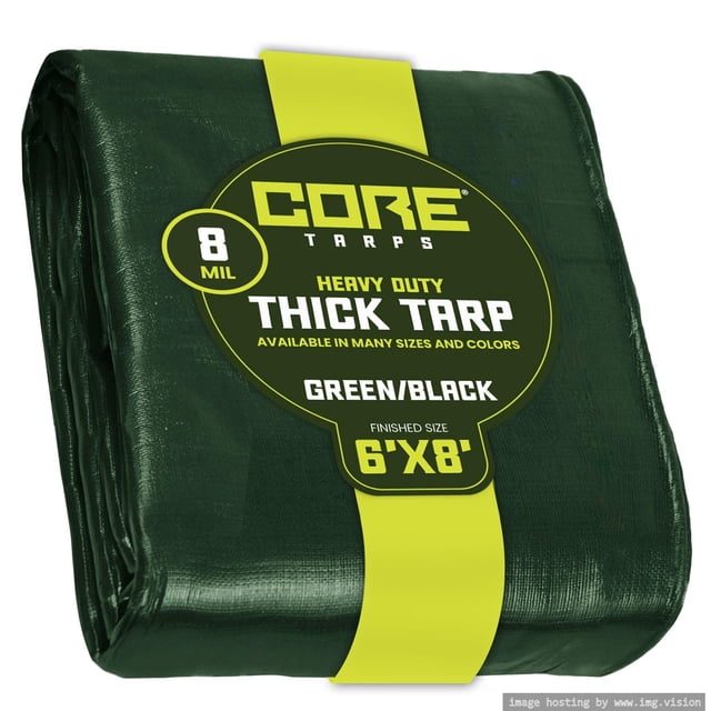 Core Tarps Cubierta de lona resistente de 8 mil Lona de polietileno impermeable resistente a los rayos UV y a prueba de desgarros con bordes reforzados para techo, camping, patio, piscina, barco. (Ver