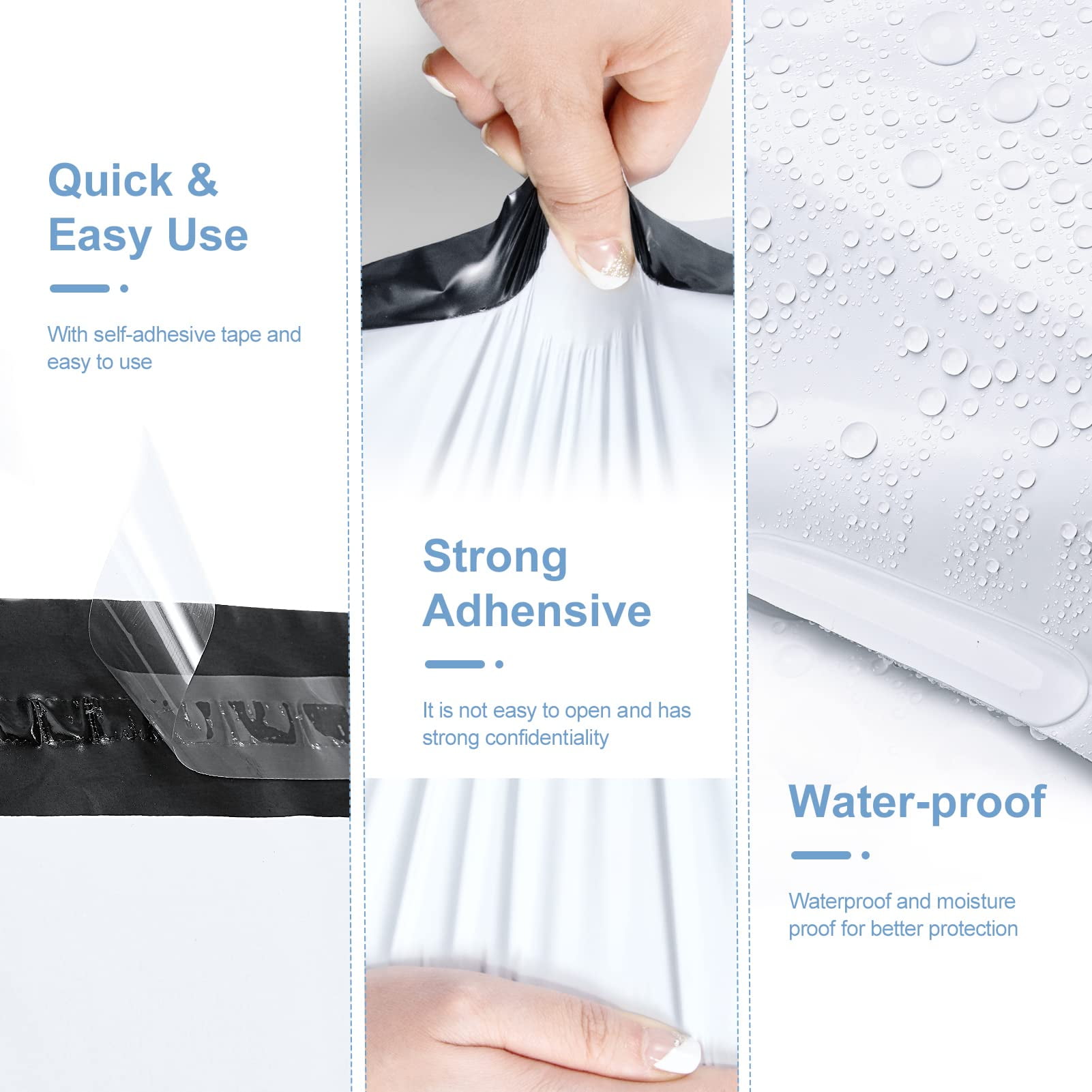 Bulk Poly Mailers 10x13 1000Pcs, Self Adhesive Shipping Bags for Clothing Cosmetics, Opaque Mailing Envelopes, White