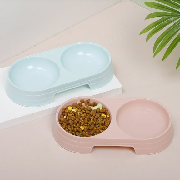 D-GROEE Double Bowl Pet Feeder Plastic Food Water Bowls No Slip Feeder Dispenser for Dogs Cats